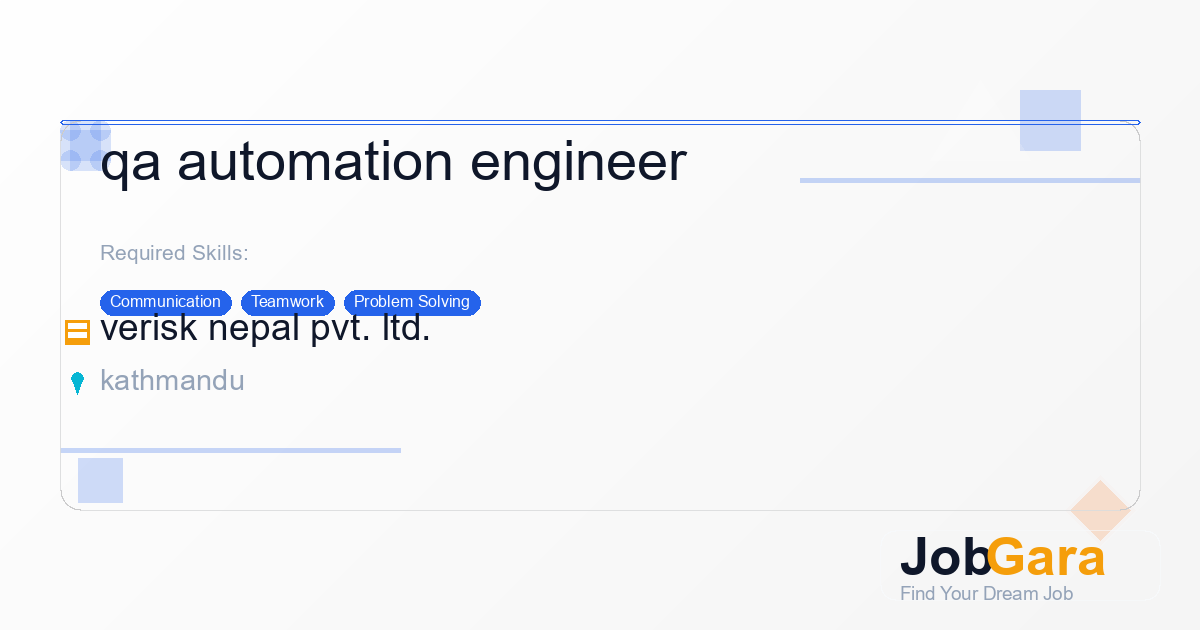 qa automation engineer jobs in Nepal || jobgara.com